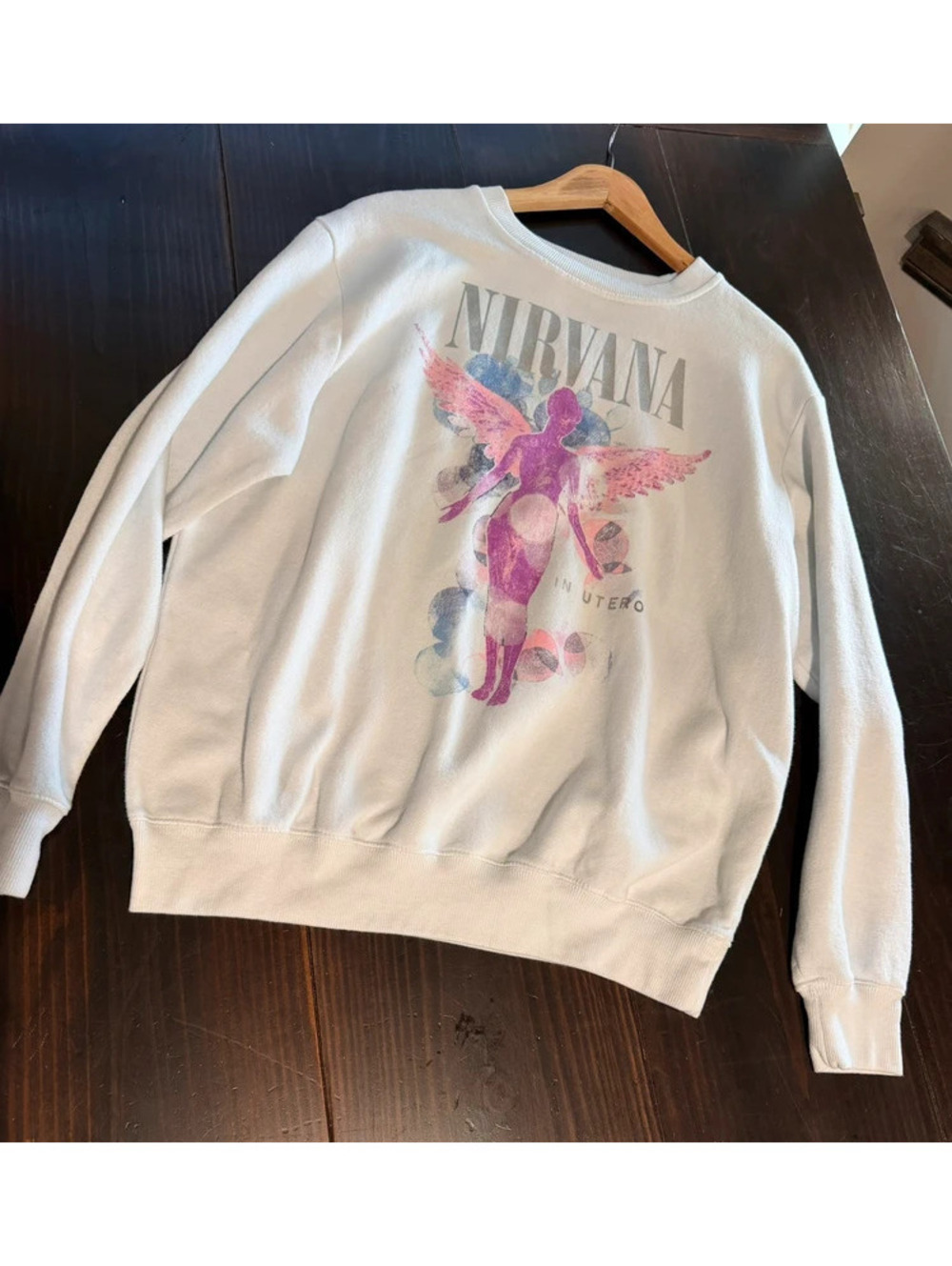 Nirvana White Sweatshirt Size Large